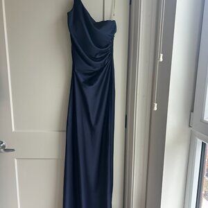 Revelry Jade Satin Navy Blue Bridesmaid Dress - Size 4